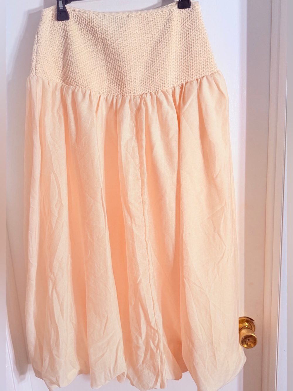 Zara Peach  shirred drop-waist balloon hem skirt NWT